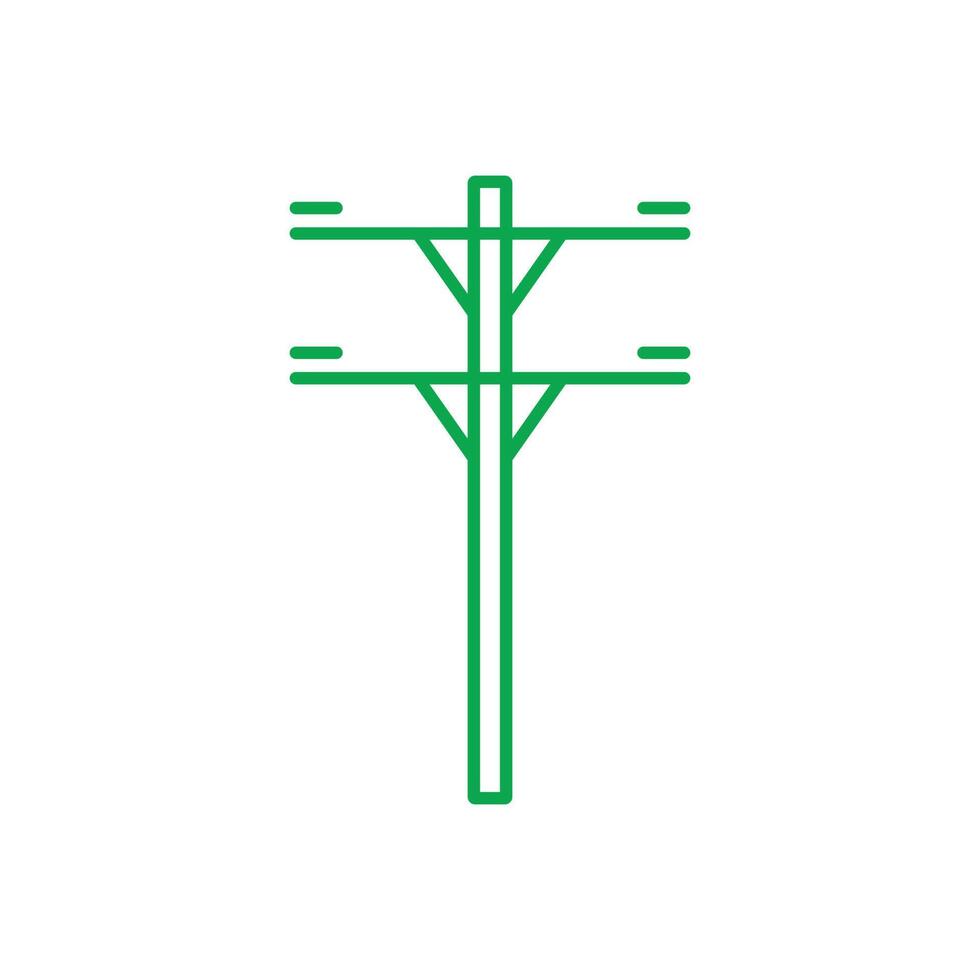 eps10 ícone de arte de linha de poste de energia verde vetor isolado no fundo branco. símbolo de contorno de torre elétrica em um estilo moderno simples e moderno para o design do seu site, logotipo e aplicativo móvel