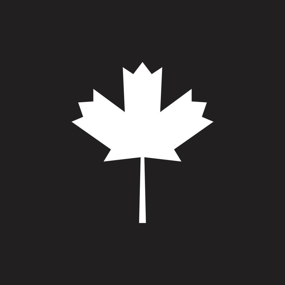 eps10 vetor branco maple leaf abstrato sólido ícone isolado no fundo preto. símbolo da bandeira canadense em um estilo moderno simples e moderno para o design do seu site, logotipo e aplicativo móvel