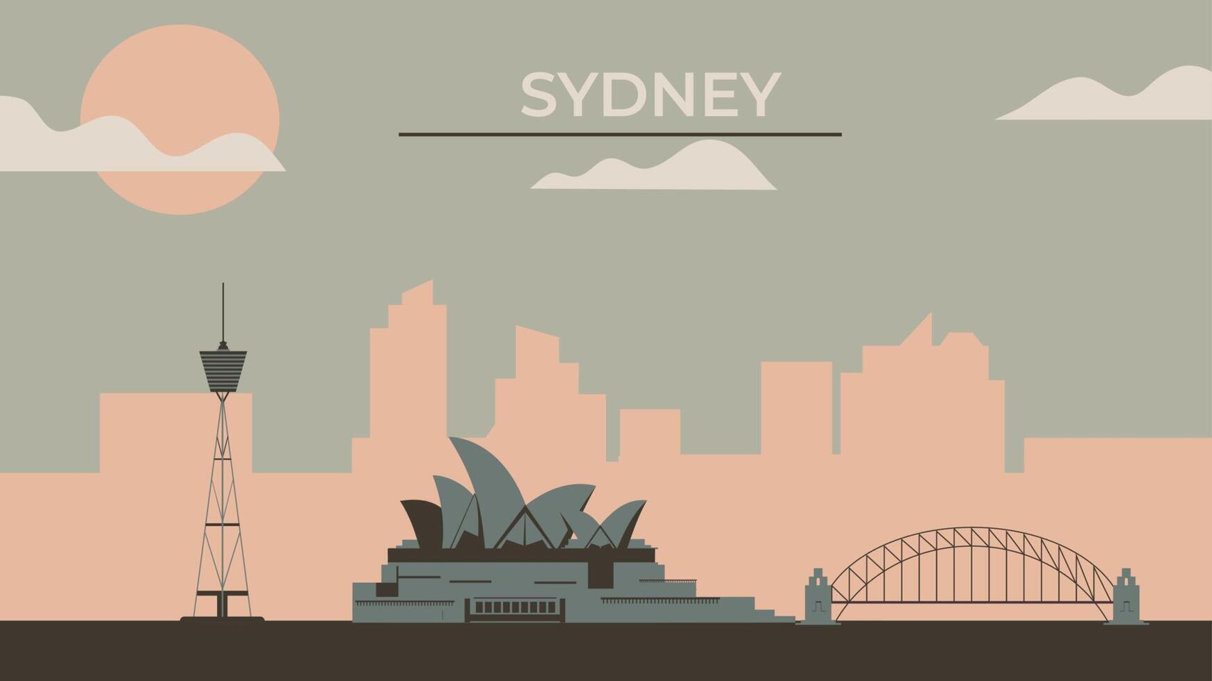 ilustração da cidade de sydney para cartão postal vetor