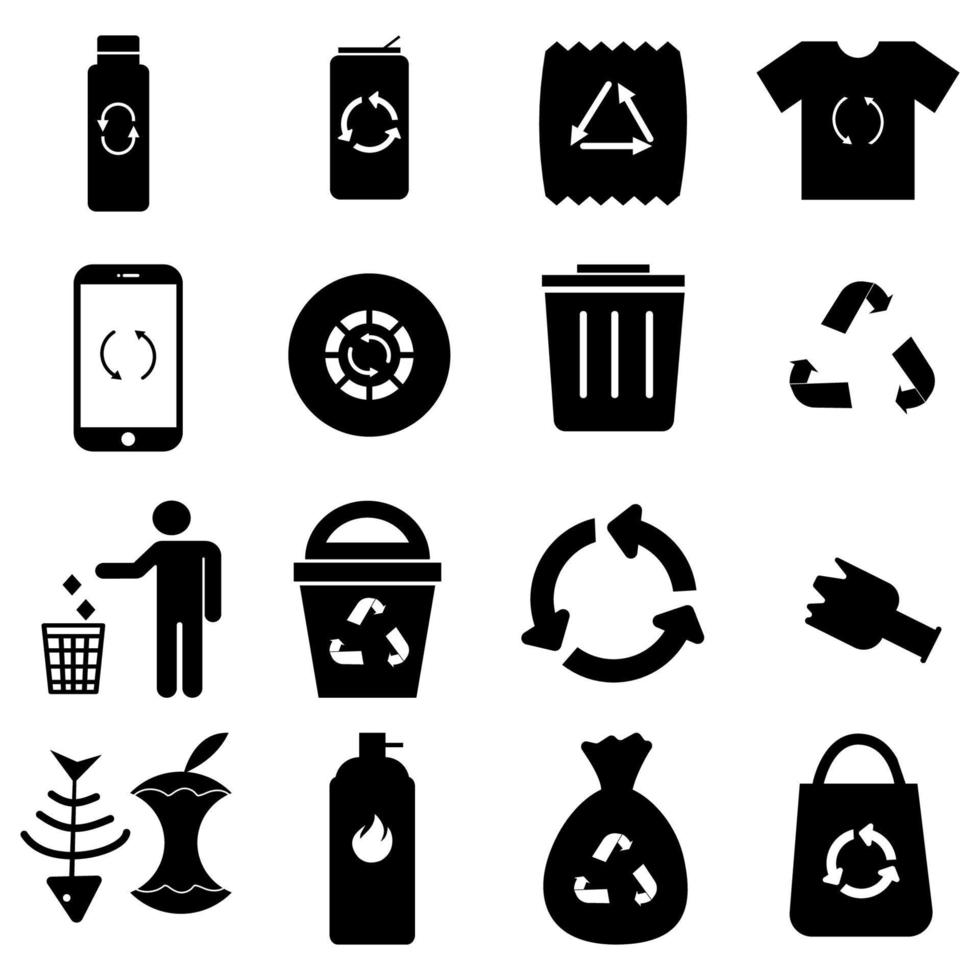 ícones de lixo e sinal vetor