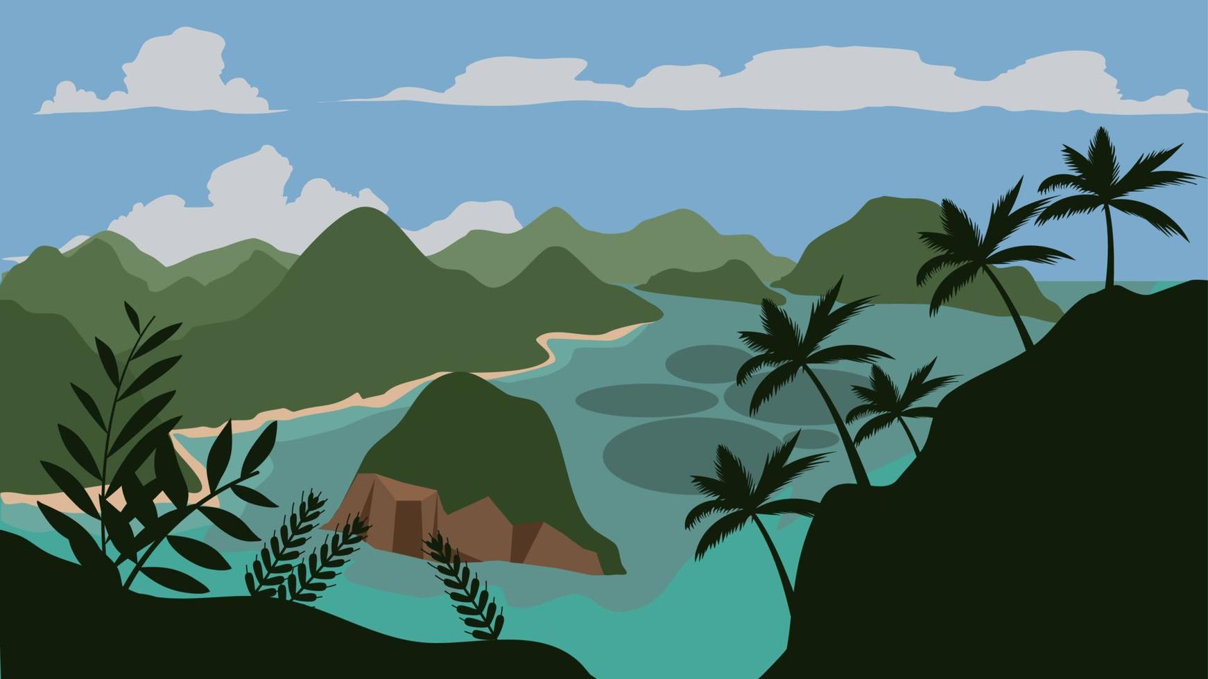 paisagem de ilha tropical vetor