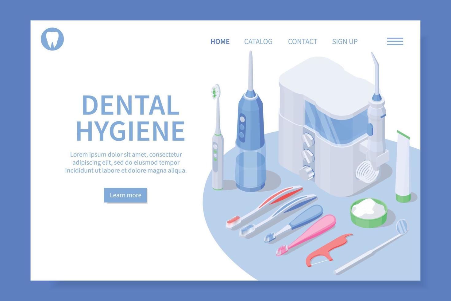 página de destino isométrica de higiene dental vetor