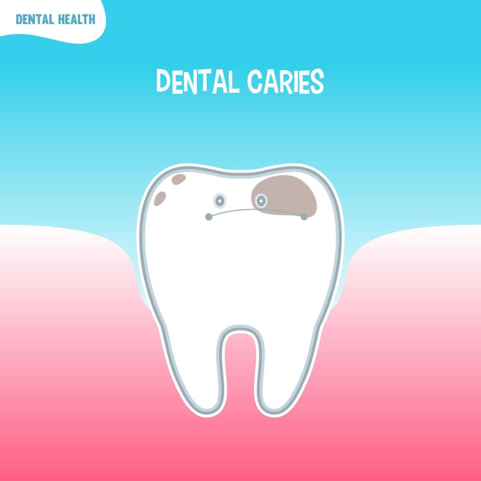 ícone de dente ruim dos desenhos animados com cárie dentária vetor