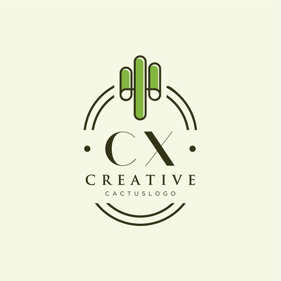 cx letra inicial vetor de logotipo de cacto verde