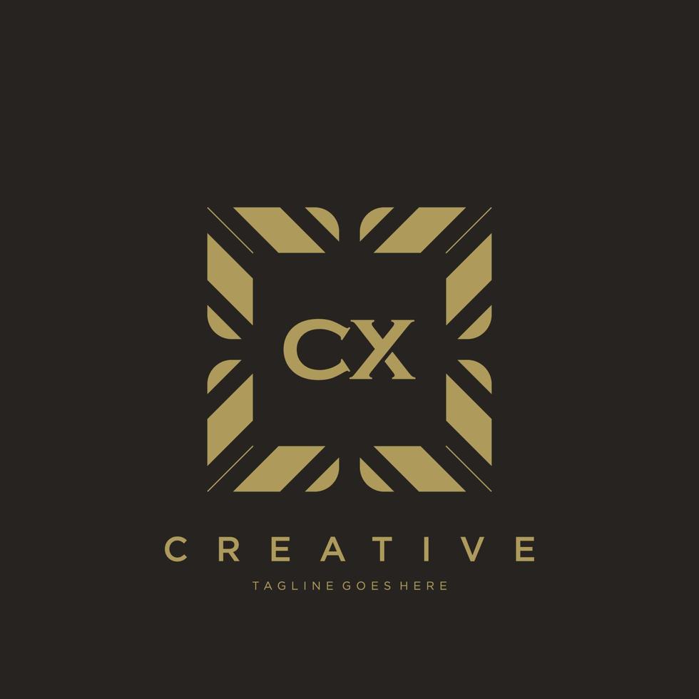 vetor de modelo de logotipo de monograma de ornamento de luxo de carta inicial cx