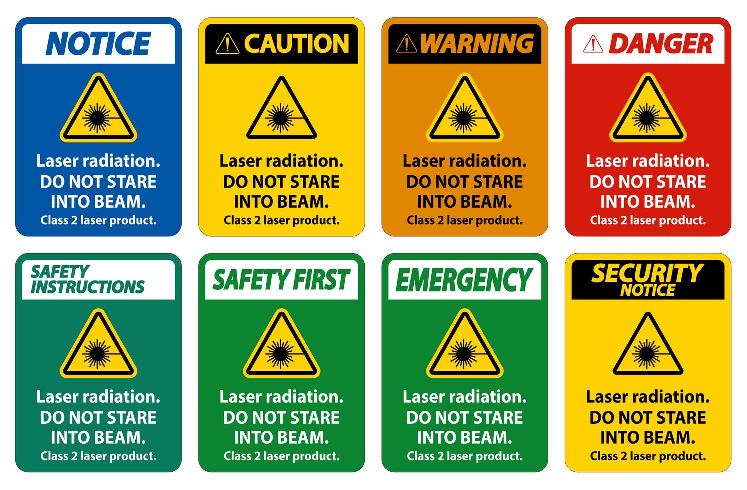 sinais de radiação laser vetor