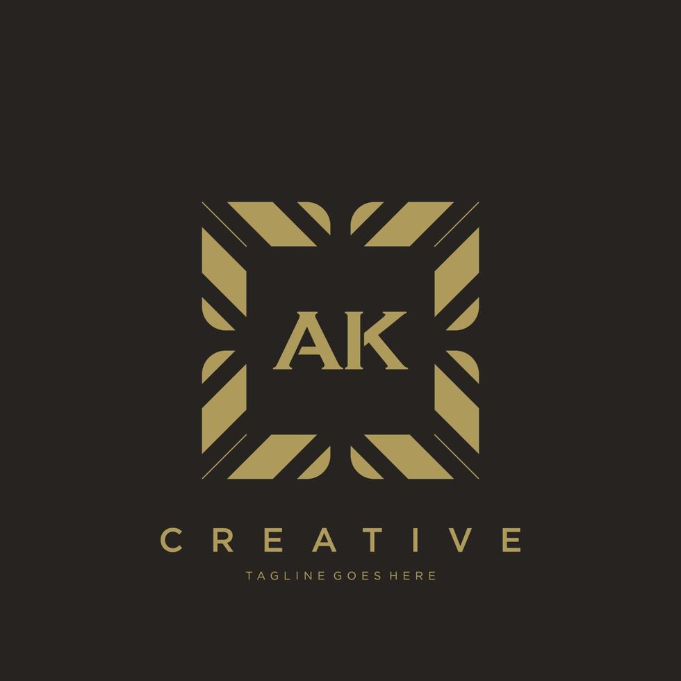 vetor de modelo de logotipo de monograma de ornamento de luxo ak carta inicial