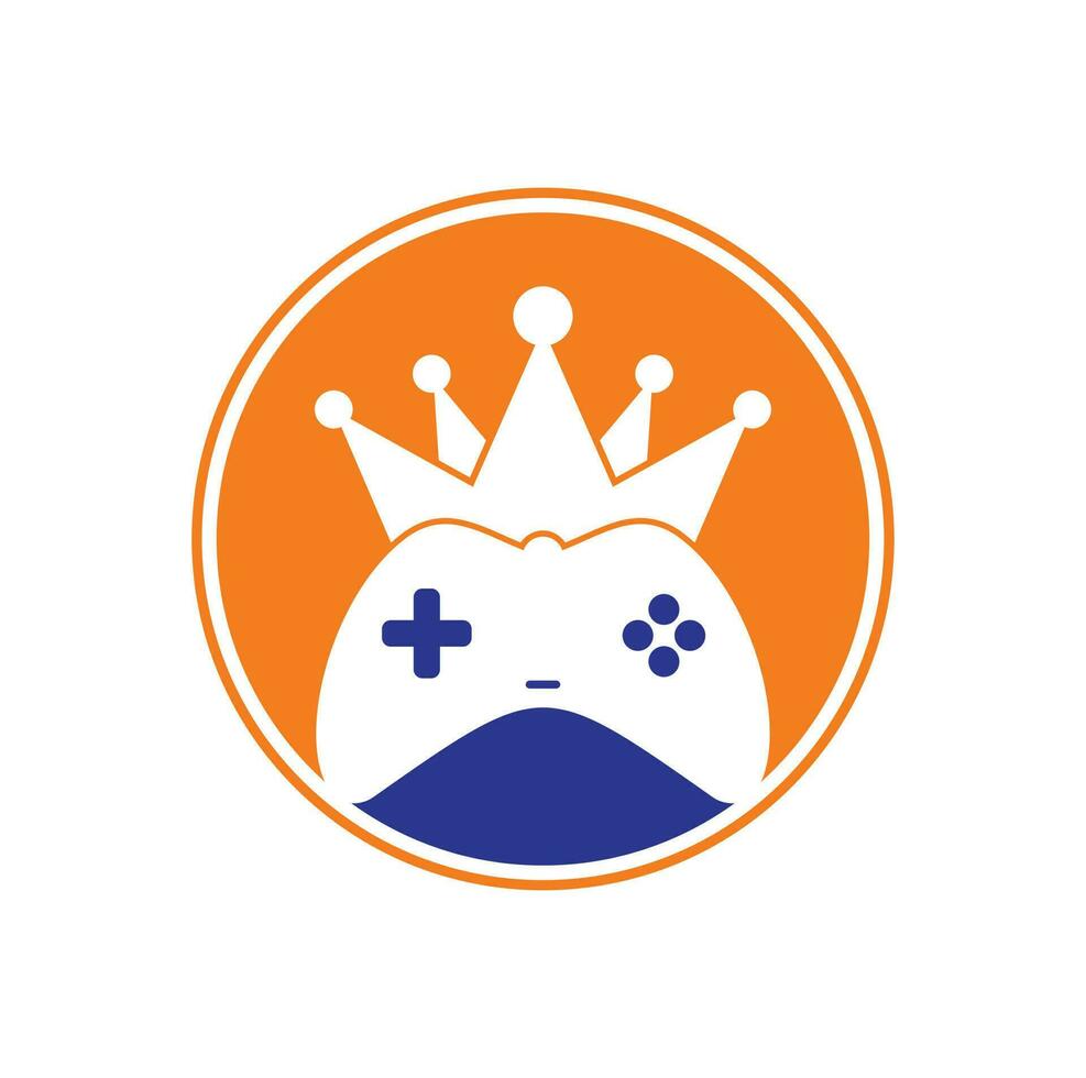 design de ícone do logotipo do rei do jogo. gamepad rei logotipo vector design ilustração. modelo de logotipo de ícone de joystick de coroa de jogo