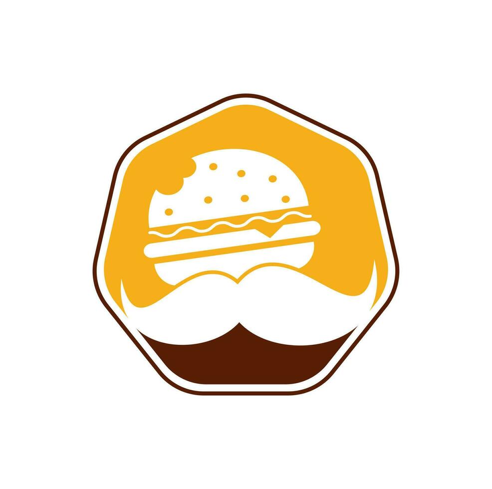 vetor de ícone de logotipo de hambúrguer de bigode. hambúrguer com conceito de logotipo de ícone de bigode.