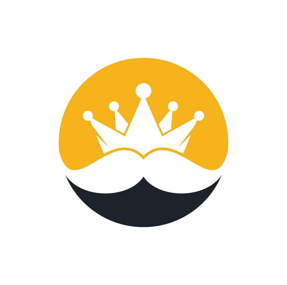 design de logotipo de vetor bigode rei. logotipo de coroa de bigode elegante e elegante.