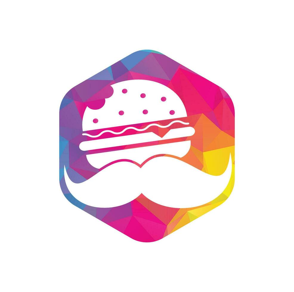 vetor de ícone de logotipo de hambúrguer de bigode. hambúrguer com conceito de logotipo de ícone de bigode.