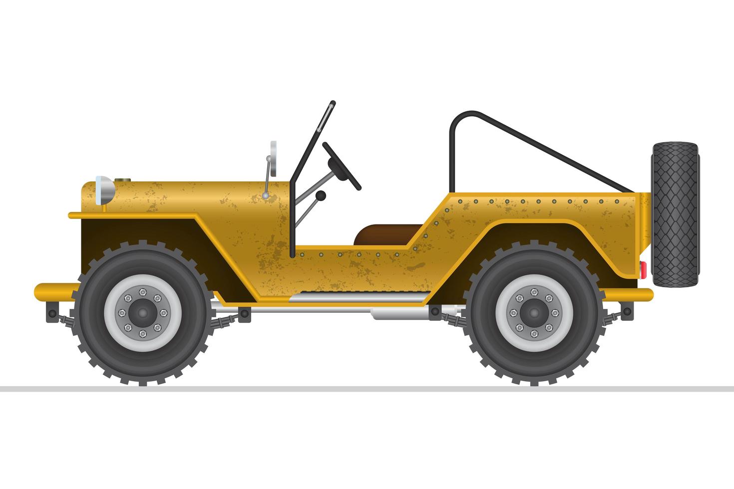 carro amarelo militar off road isolado vetor