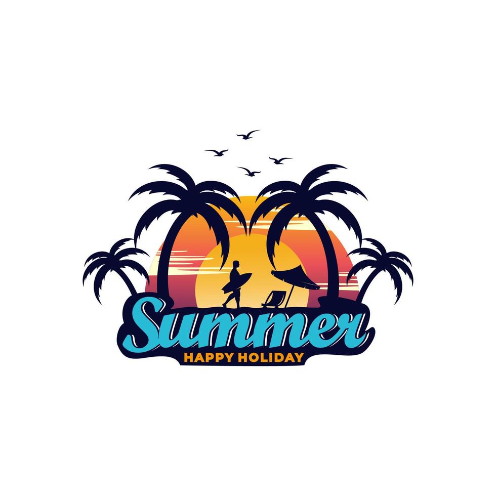 ilustração de logotipo de vetor de verão de praia