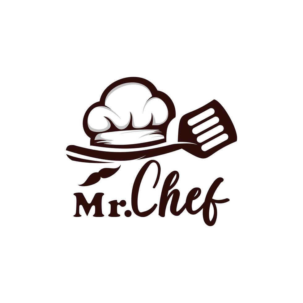 logotipo de vetor de comida de restaurante chef