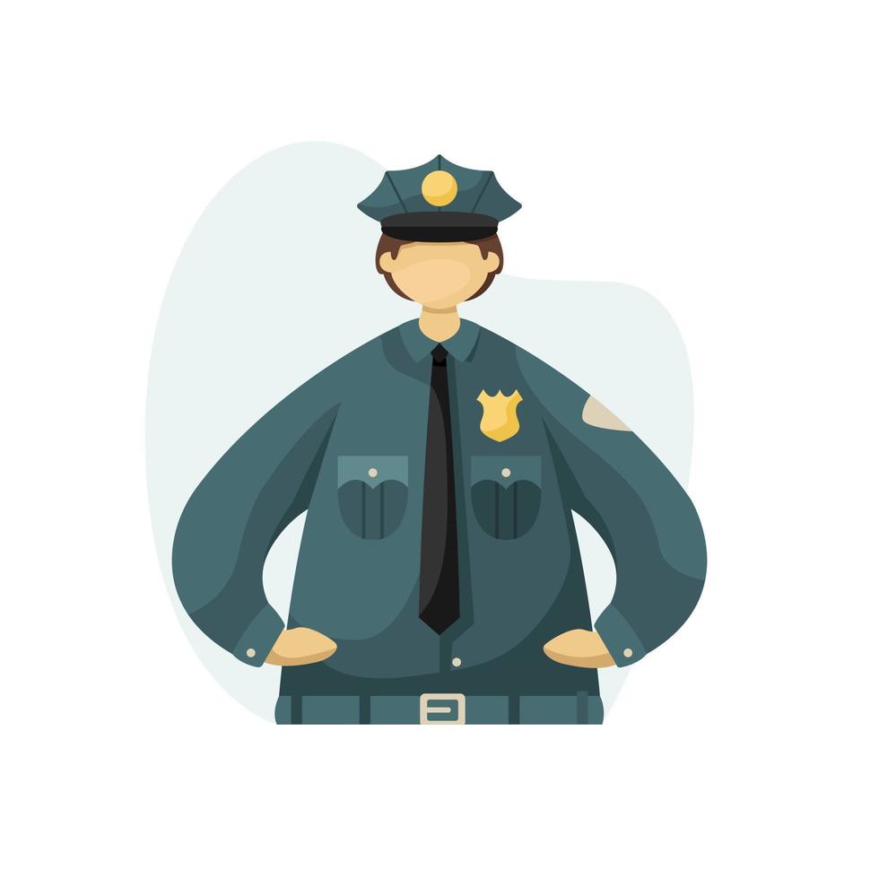 ilustração em vetor de um policial uniformizado. profissões. estilo simples