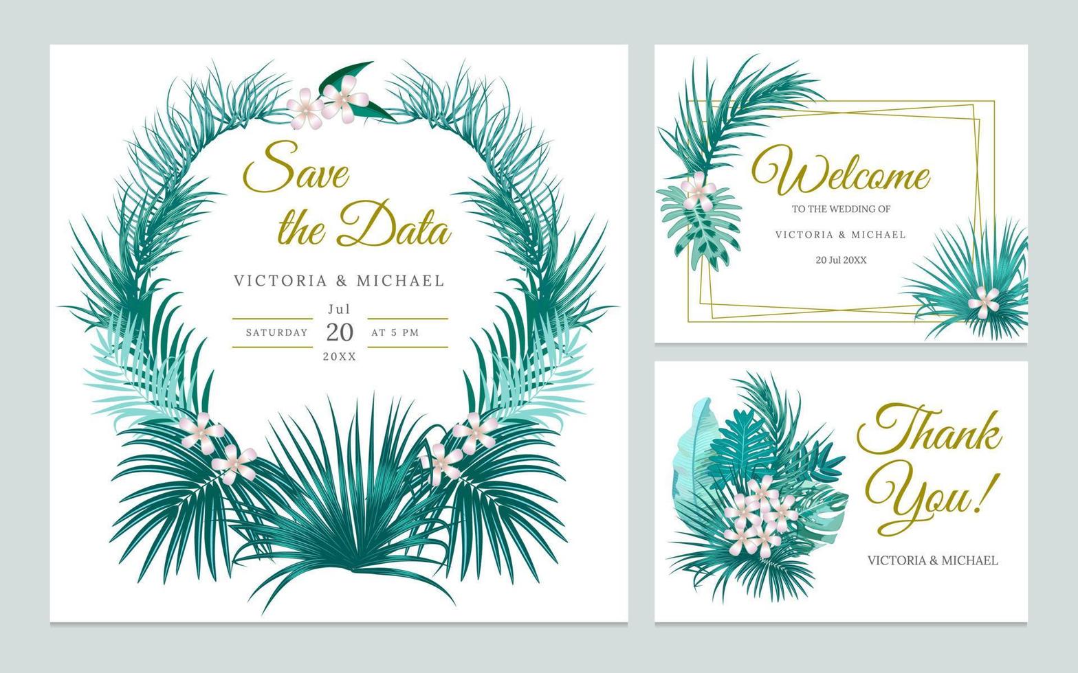 design de cartão de convite de casamento, etiqueta de agradecimento, salve o cartão de data. vetor