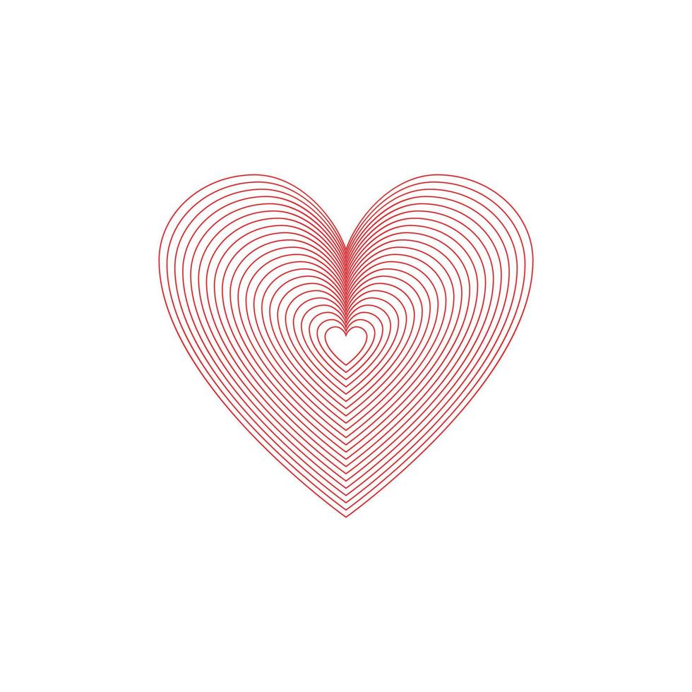 coração de linhas vermelhas simples em design de repetição plana. ícone de coração. eps10 vetor