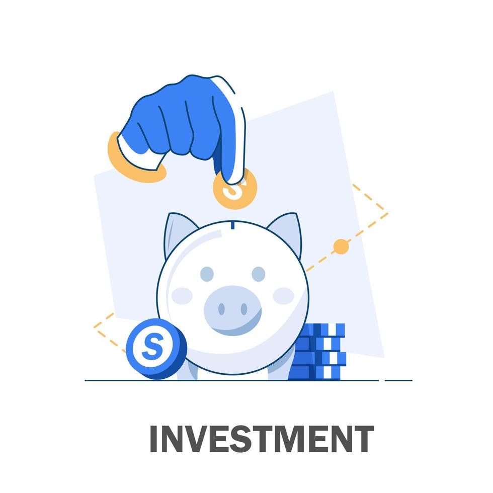 banner de conceito de análise de investimento, planejamento financeiro, conceito de análise de dados, conceito de negócio para marketing, análise e brainstorm, ilustração em vetor ícone design plano