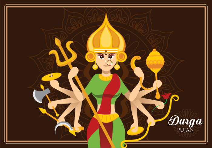 Ilustração da deusa Durga vetor