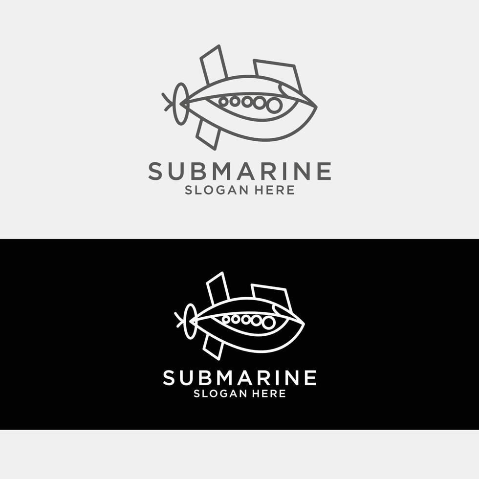 modelo de ícone de design de logotipo submarino vetor