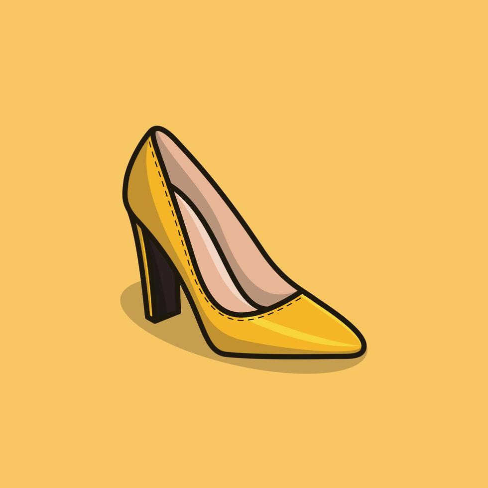 ilustração de ícone de vetor de sapatos de salto alto feminino amarelo. beleza e moda, salto alto, calçados, beleza, moda, design de calçados, celebração de eventos, salto alto.