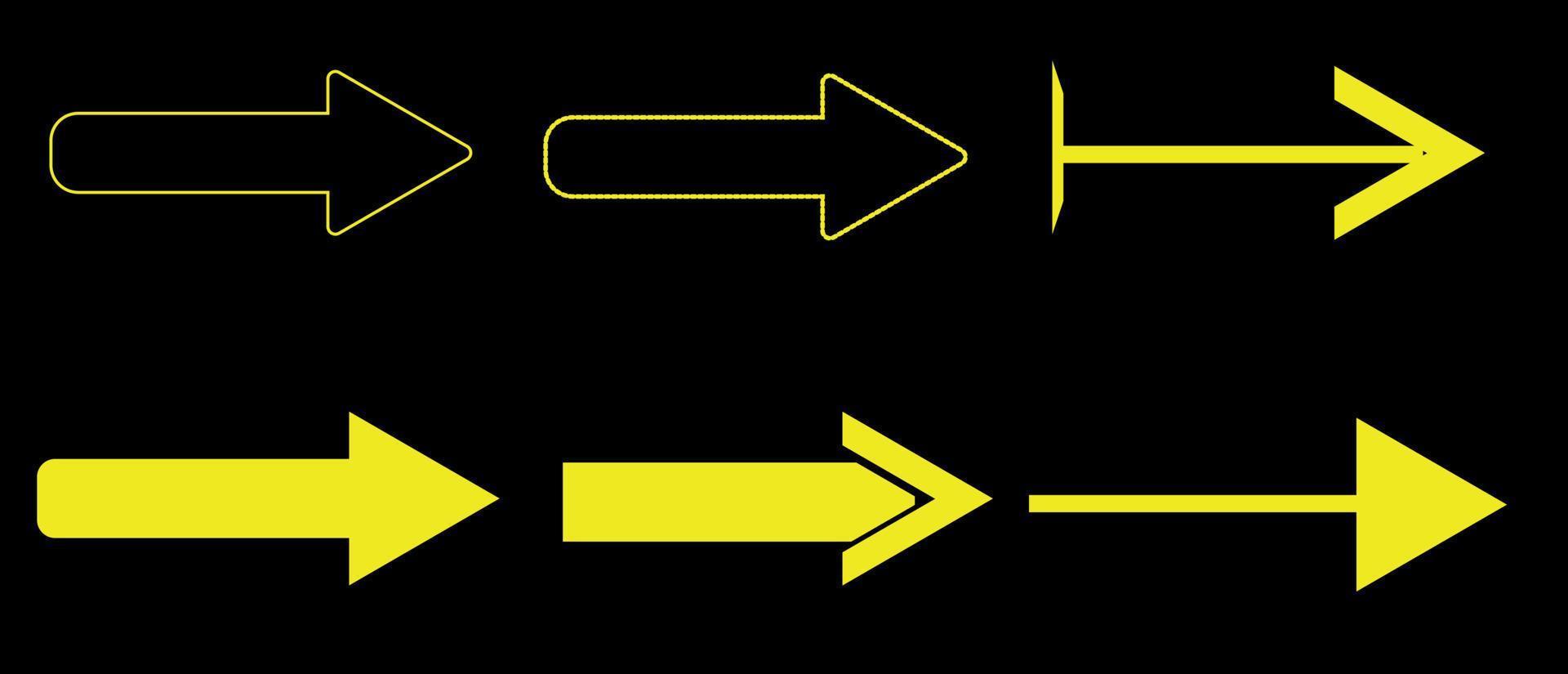 definir o ícone de seta. coleção sinal de setas diferentes. setas vetoriais pretas vetor