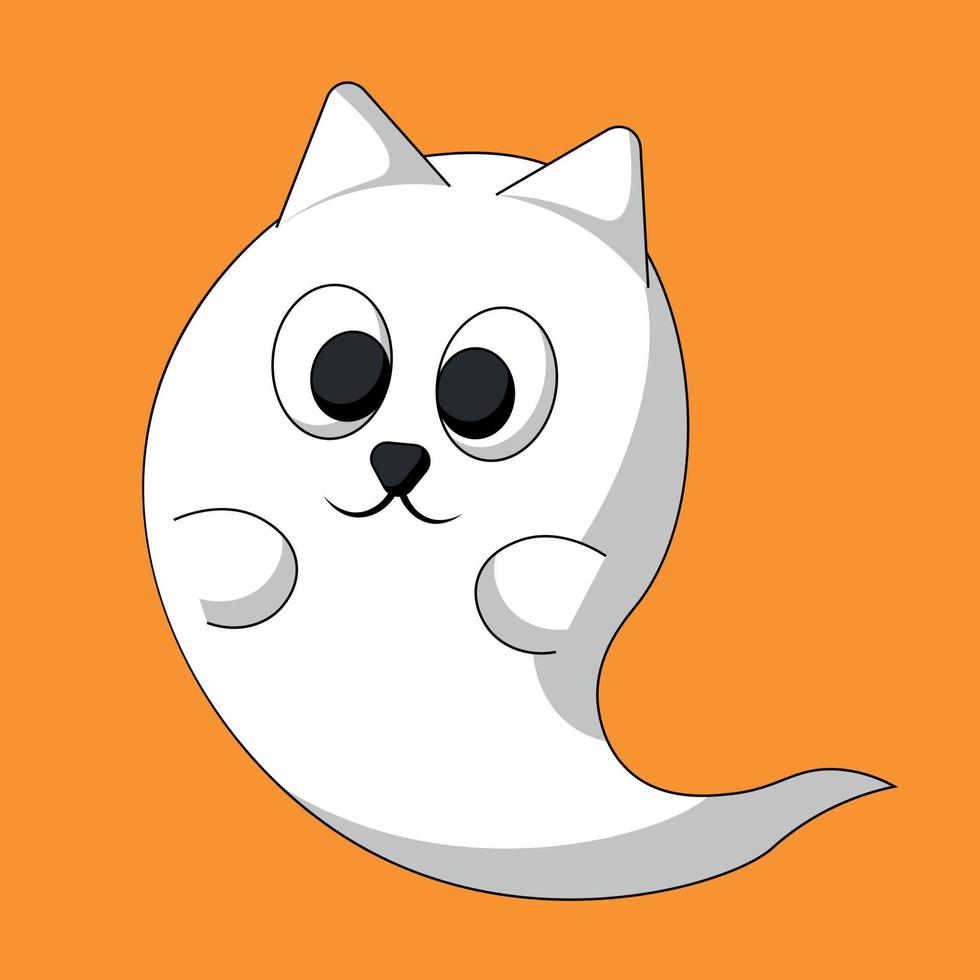 gato fantasma fofo. desenhar ilustração em cores vetor