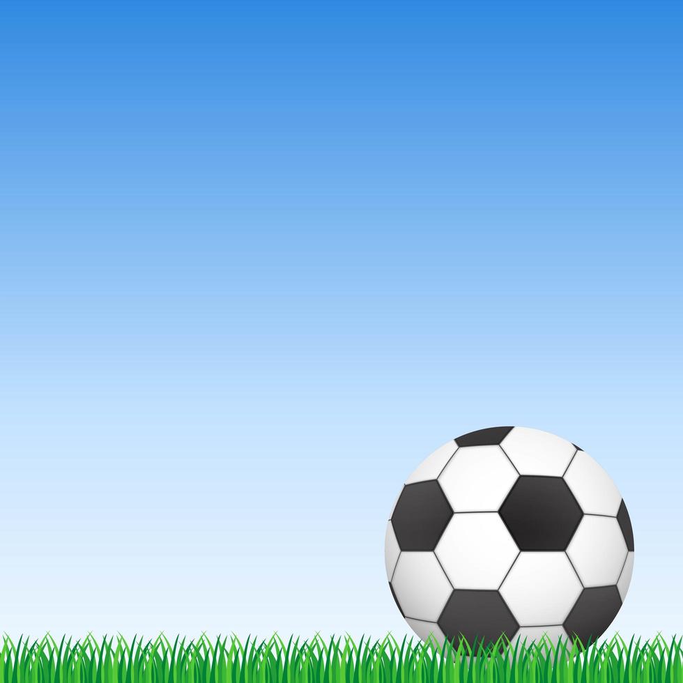 bola de futebol na grama verde e céu azul vetor