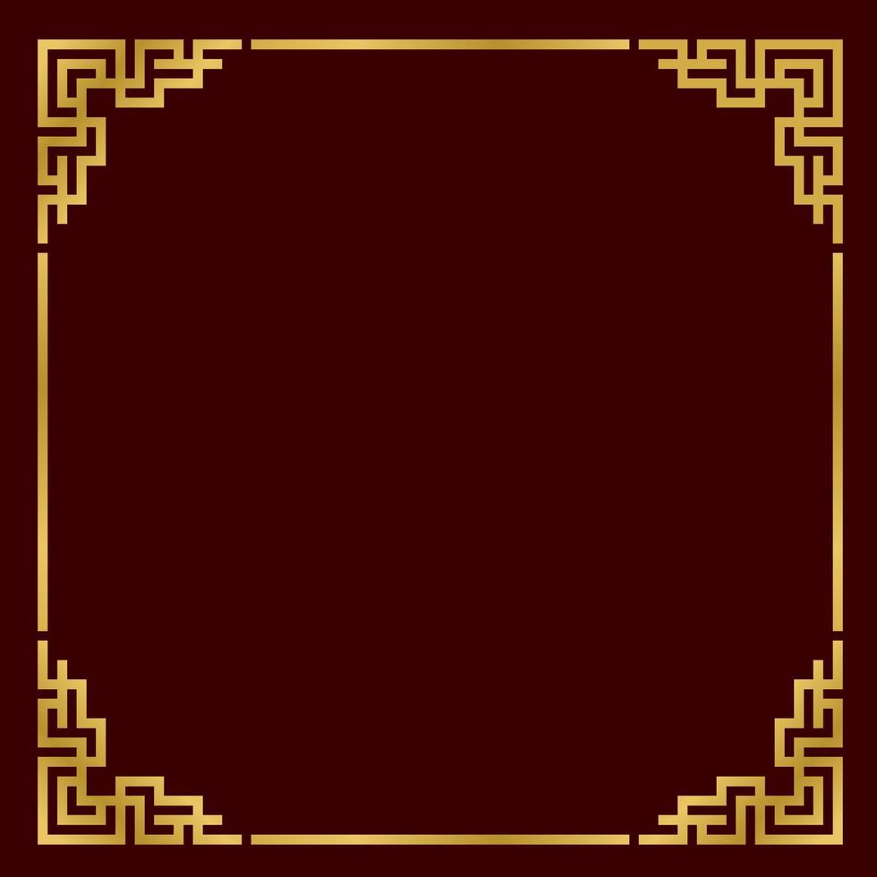 vetor de borda de estilo chinês com cor dourada
