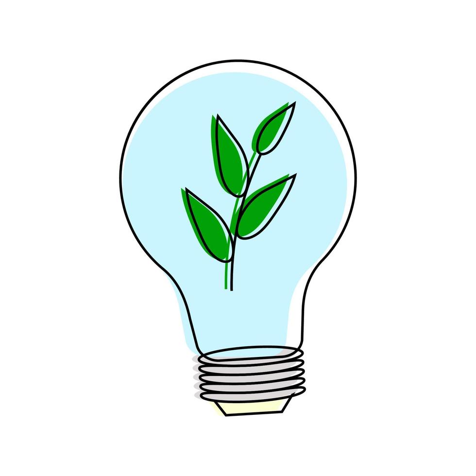 lâmpada com folhas. conceito ecológico. design para um logotipo. ilustração vetorial de estoque isolada no fundo branco vetor