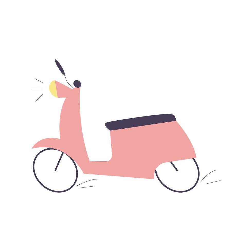 ciclomotor rosa. conceito de transporte e viagens. ilustração vetorial isolada no fundo branco em estilo simples vetor
