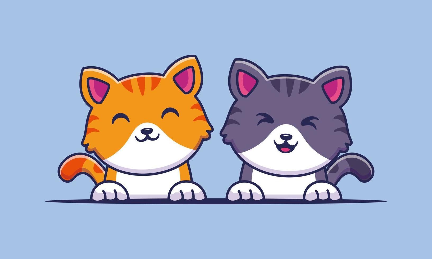 bonito sorridente gato amigo dos desenhos animados ilustração de ícone de vetor. conceito de ícone animal isolado vetor premium