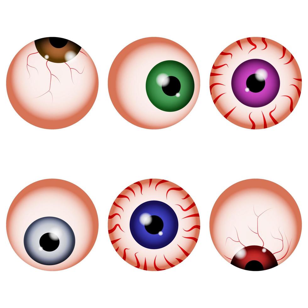 globos oculares assustadores de halloween. conjunto de olhos realistas vetor