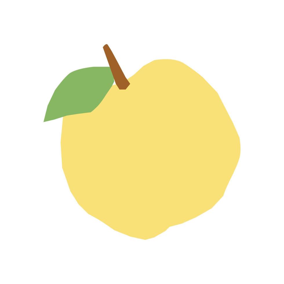 fruta de pêra fofa amarela em um estilo plano desenhado à mão. elemento de vetor isolado em um fundo branco