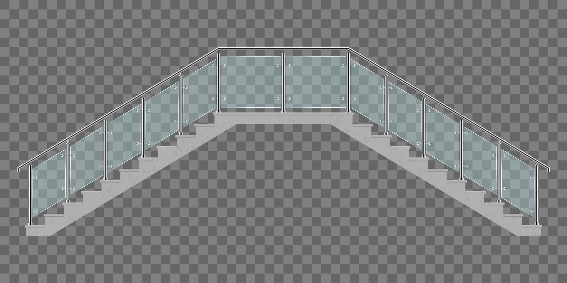 escada de dois lados com corrimão de vidro isolado vetor