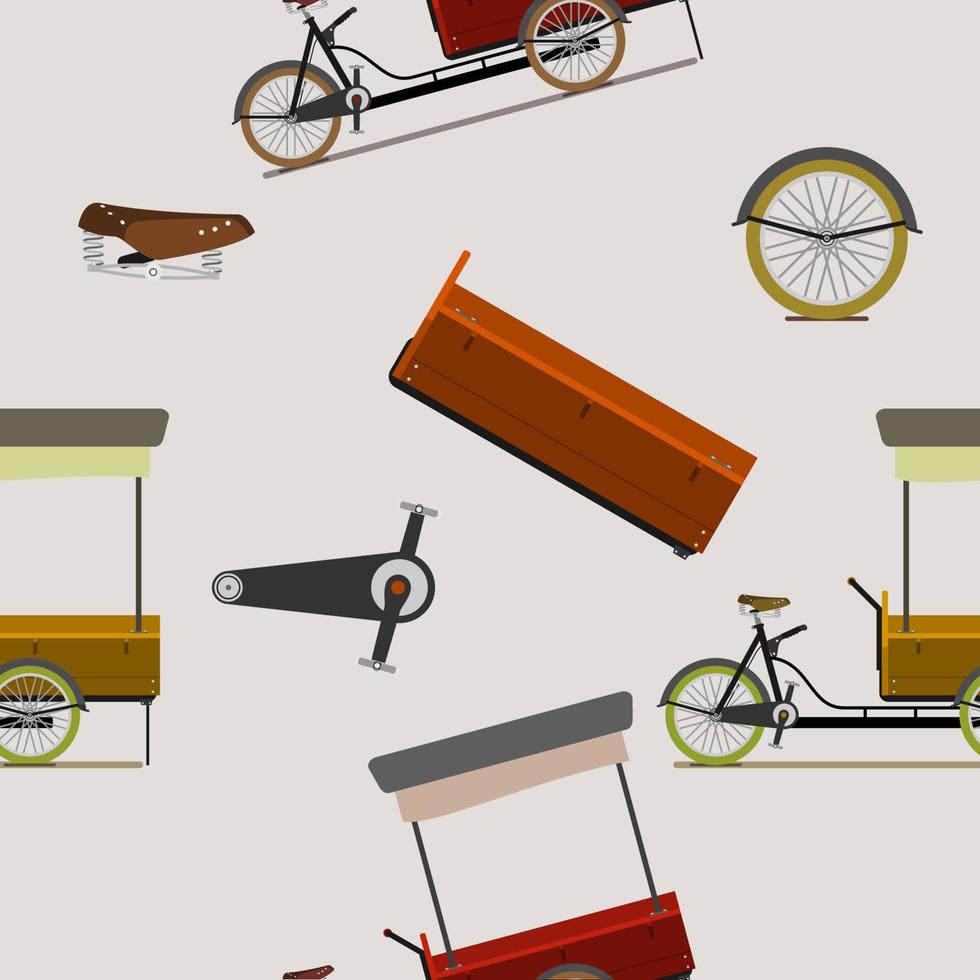 padrão sem emenda de ilustração vetorial de loja de bicicletas de comida móvel editável para criar plano de fundo de veículo ou negócio de comida e bebida vetor