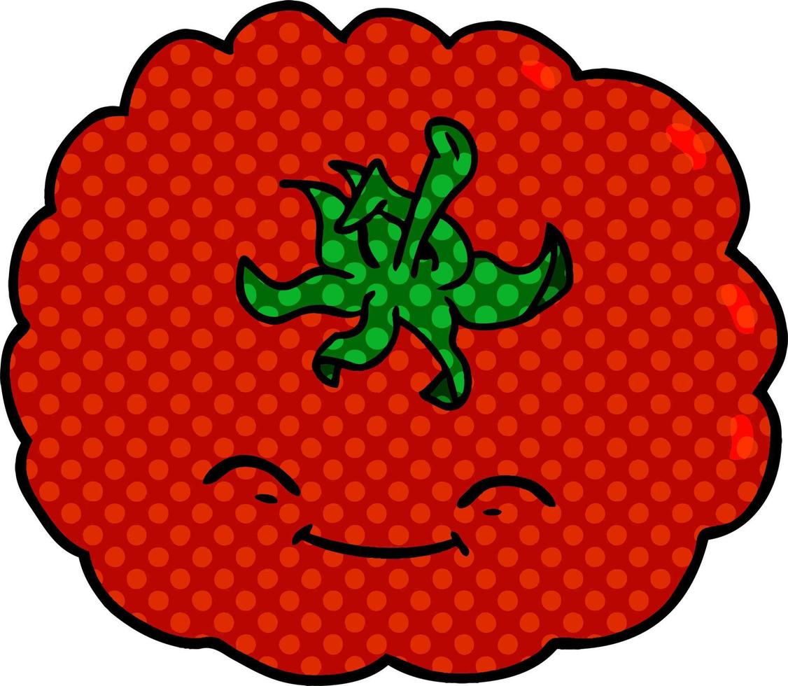 desenho animado tomate feliz vetor