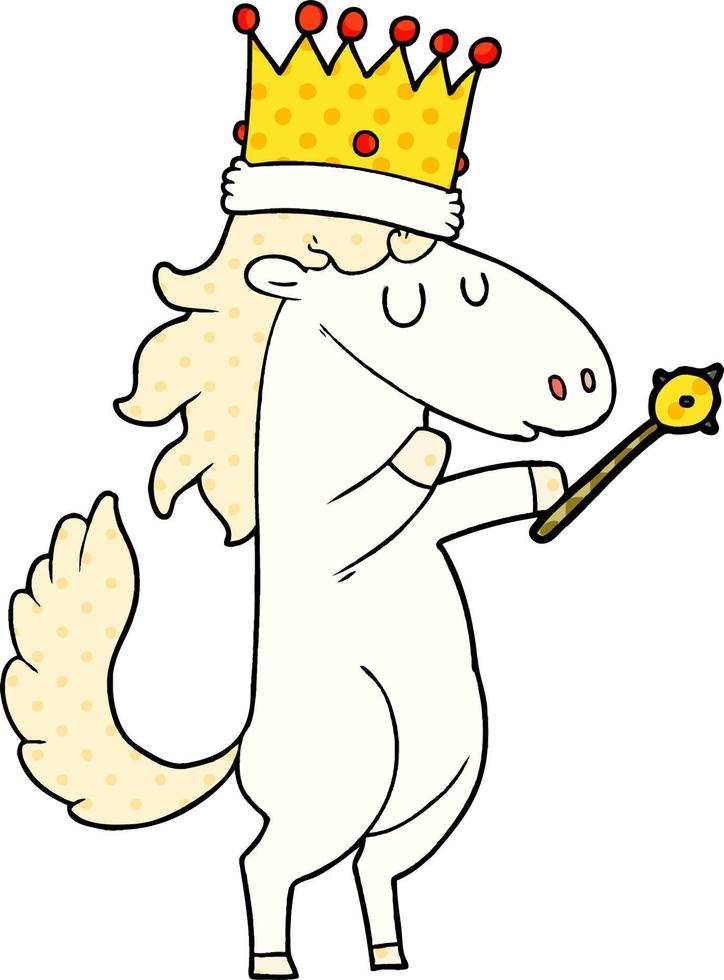 cavalo de desenho animado com coroa vetor