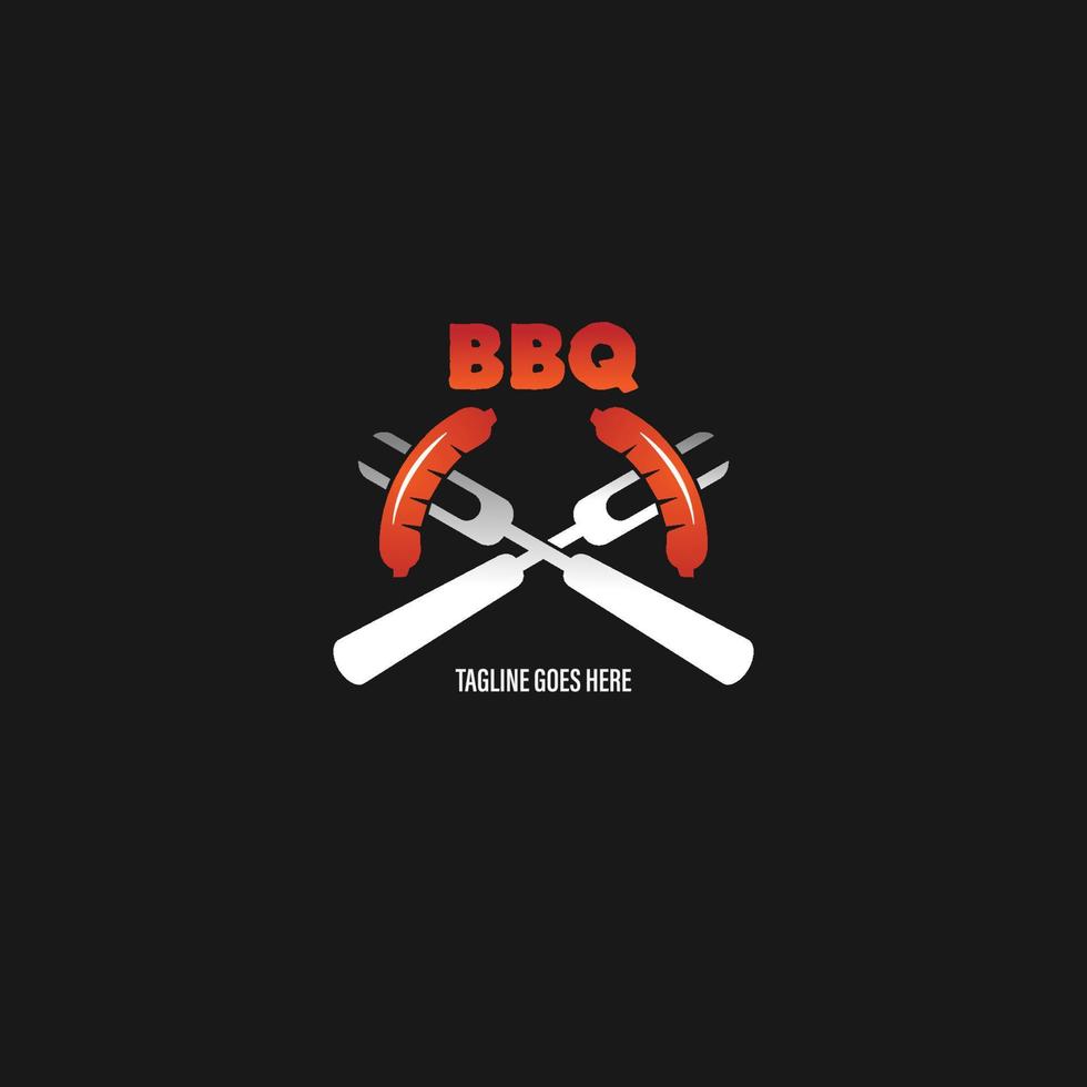 logotipo de churrasco com logotipo de churrasco e conceito de fogo em combinação com espátula vetor