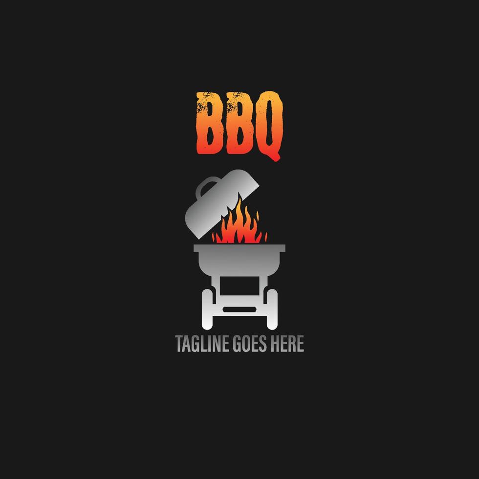 logotipo de churrasco com logotipo de churrasco e conceito de fogo em combinação com espátula vetor