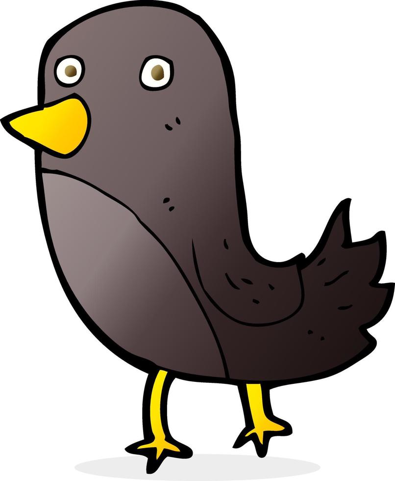 desenho animado pássaro preto vetor