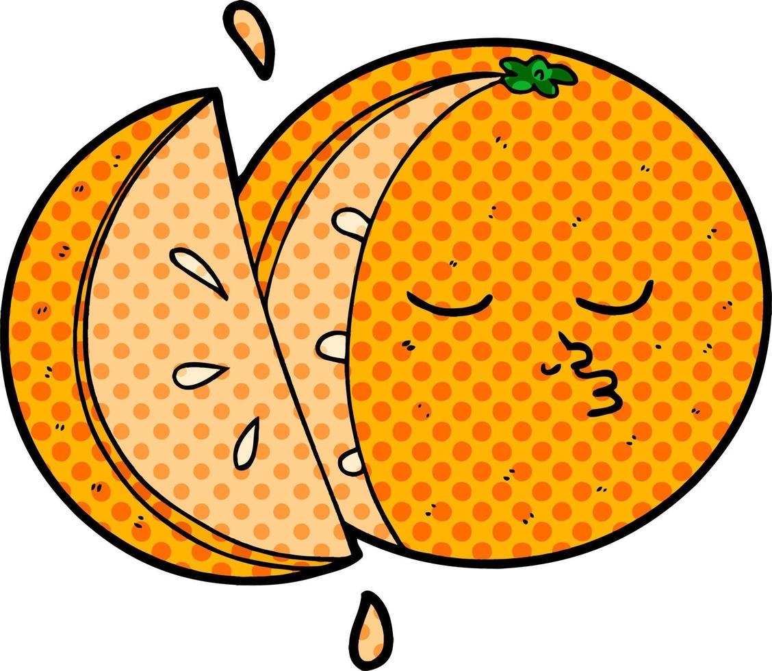 beijo de laranja de desenho animado vetor