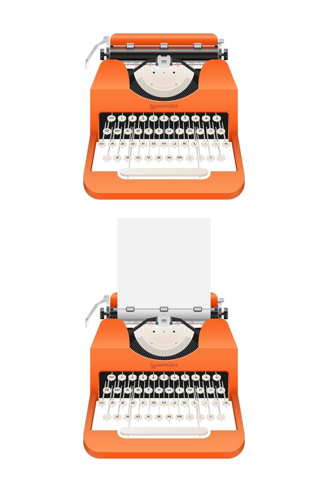 máquinas de escrever vintage isoladas vetor