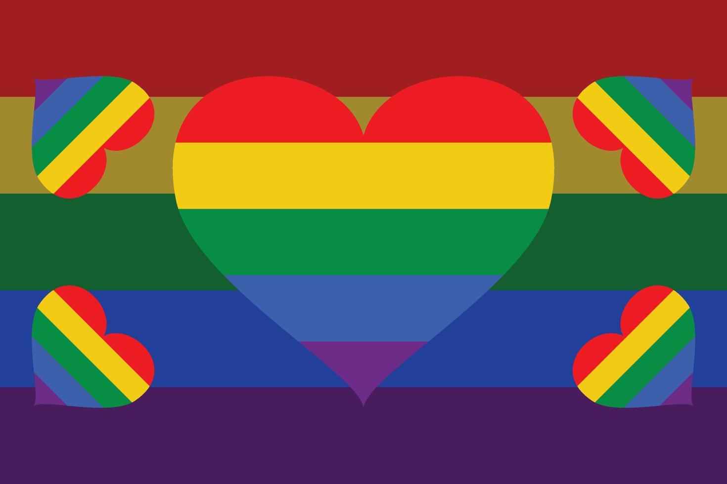 bandeira do orgulho lgbtq com coração de arco-íris no meio. vetor. vetor