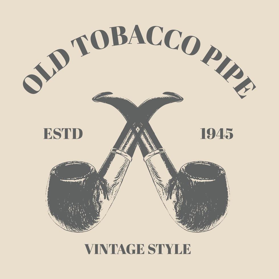 logotipo cruz cachimbo de tabaco desenho à mão clip-art vintage isolado no design de modelo de plano de fundo antigo vetor
