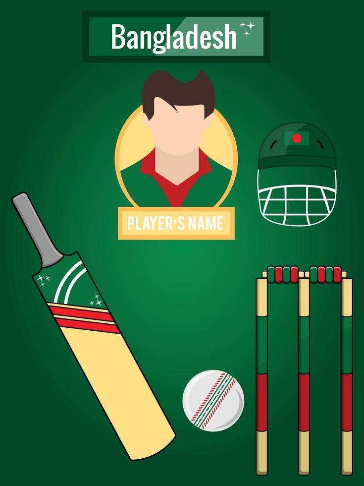 conjunto de ícones para equipe de críquete bangladesh vetor