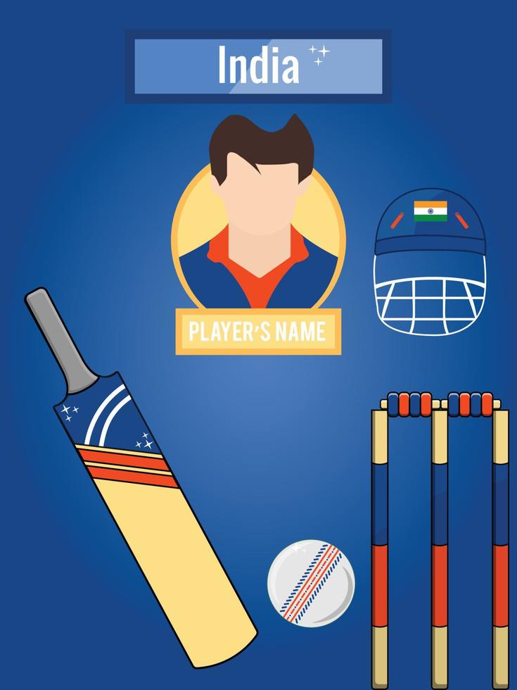 conjunto de ícones para equipe de críquete da índia vetor