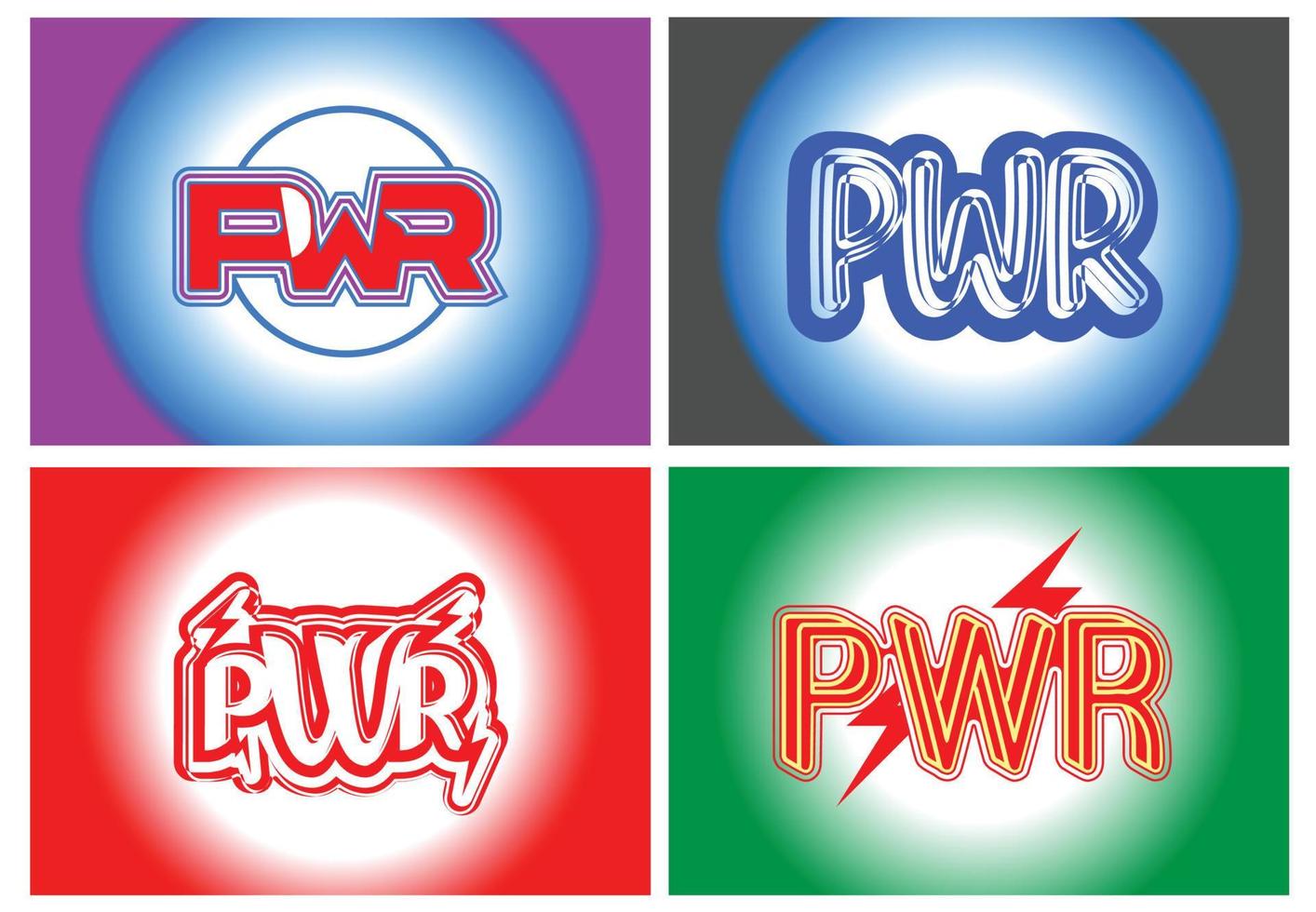 conjuntos de modelo de design de logotipo e ícone de carta pwr vetor
