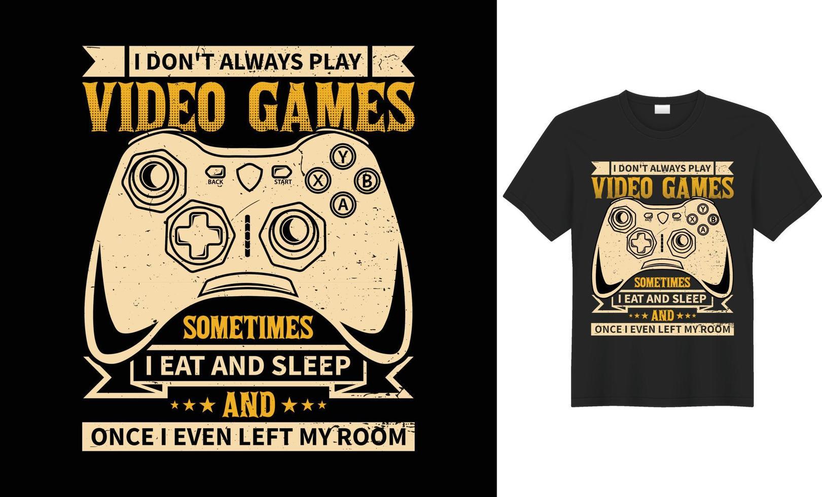 design de t-shirt de jogos tipo retro, vintage e tipográfico baseado em vetor para pessoas amantes de jogos.