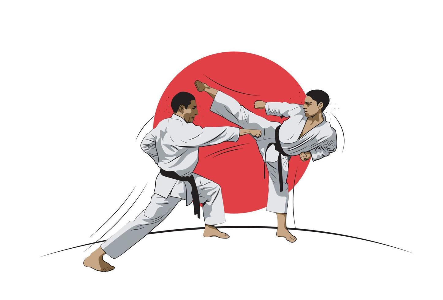 Karate é uma arte marcial originária do Japão. ilustrador vetorial. vetor